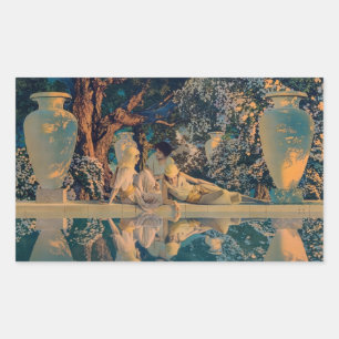 Sticker Rectangulaire Maxfield Parrish Le Jardin d'Allah 1918 Beaux-Arts