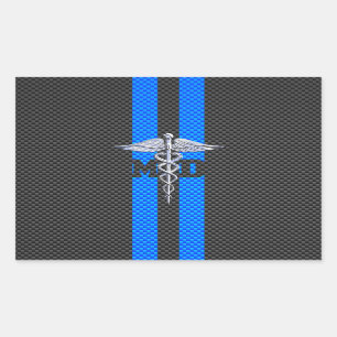 Sticker Rectangulaire Médecin Médicale MD Caduceus sur l'impression de f