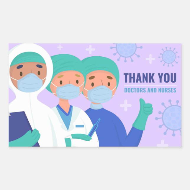 Sticker Rectangulaire Médecins de Merci et infirmières (Devant)