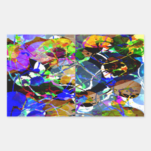 Sticker Rectangulaire Médias mixtes Abstraits colorés