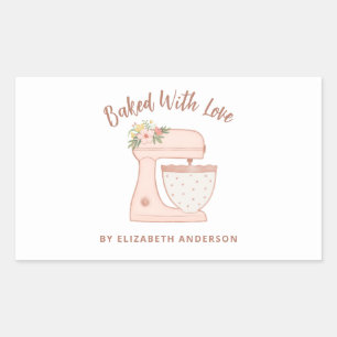 Sticker Rectangulaire Mélange De Gâteaux Cuisiné Avec Amour