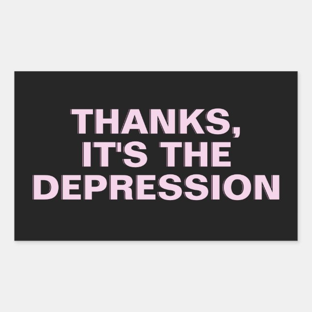 Sticker Rectangulaire Merci C'est le Slogan Sarcastique rose de la dépre (Devant)