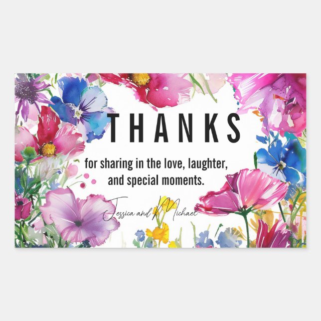 Sticker Rectangulaire Merci 🌻 💗 collection Meadow Blooms 🌹 (Devant)
