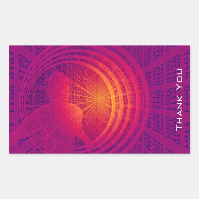 Sticker Rectangulaire Merci de conception abstraite de code binaire Hi-T (Devant)
