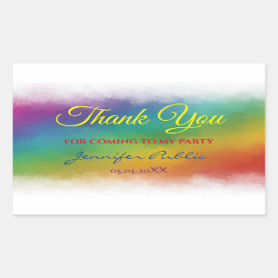 Sticker Rectangulaire Merci de couleurs arc-en-ciel Modèle texte manuscr