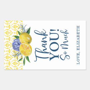 Sticker Rectangulaire Merci de Fête des mariées de citron à fleurs