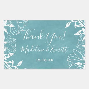 Sticker Rectangulaire Merci de Mariage Floral Arrière - plan modifiable
