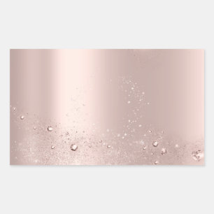 Sticker Rectangulaire Merci de nom de Merci Rose d'or