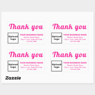Sticker Rectangulaire Merci d'entreprise - Textes roses sur blanc