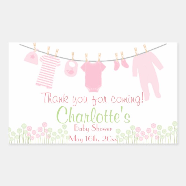 Sticker Rectangulaire Merci D'Être Venu ! Baby shower (Devant)