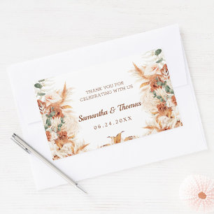 Sticker Rectangulaire Merci en terre cuite moderne Mariage de script