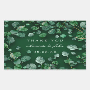 Sticker Rectangulaire Merci Eucalyptus Woodland Russe Mariage Vert