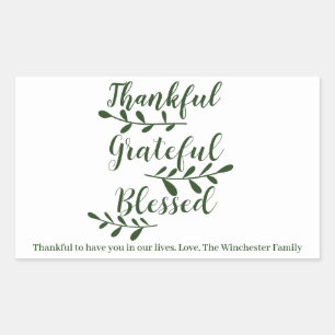 Sticker Rectangulaire Merci gracieux Bienheureux script vert foncé