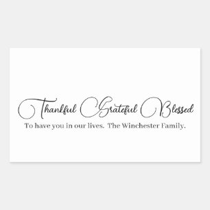 Sticker Rectangulaire Merci Grateful Blessé script Thanksgiving