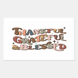 Sticker Rectangulaire Merci Grateful et béni Retro Thanksgiving