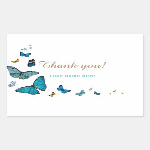 Sticker Rectangulaire Merci, Papillons, Modèle