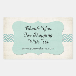 Sticker Rectangulaire "Merci pour faire vos achats chez nous" Mint Busin