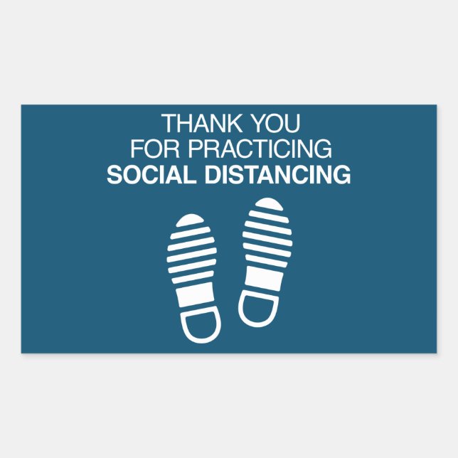 Sticker Rectangulaire Merci Pour Pratiquer La Distance Sociale (Devant)