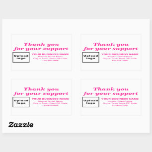 Sticker Rectangulaire Merci rose pour votre soutien à White