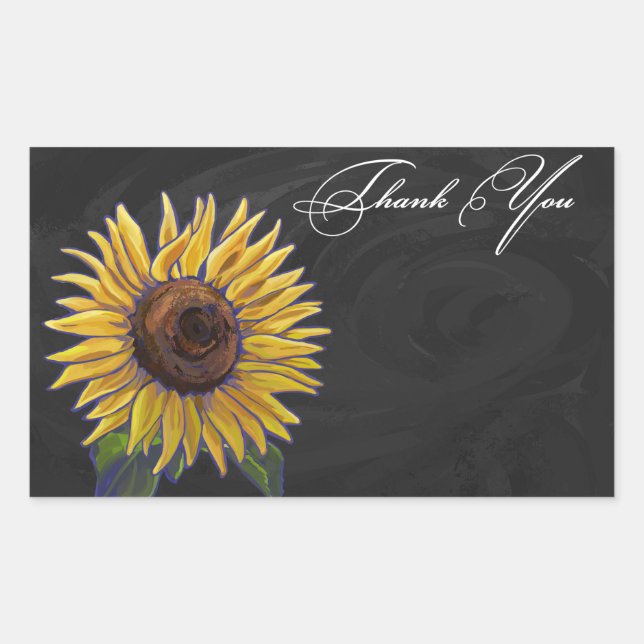 Sticker Rectangulaire Merci tournesol (Devant)