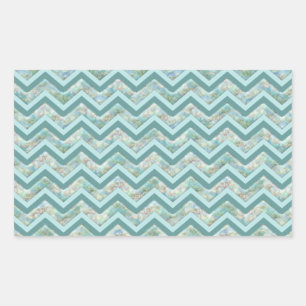 Sticker Rectangulaire Mère de Pearl Turquoise ZigZag
