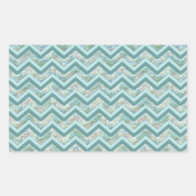 Sticker Rectangulaire Mère de Pearl Turquoise ZigZag (Devant)