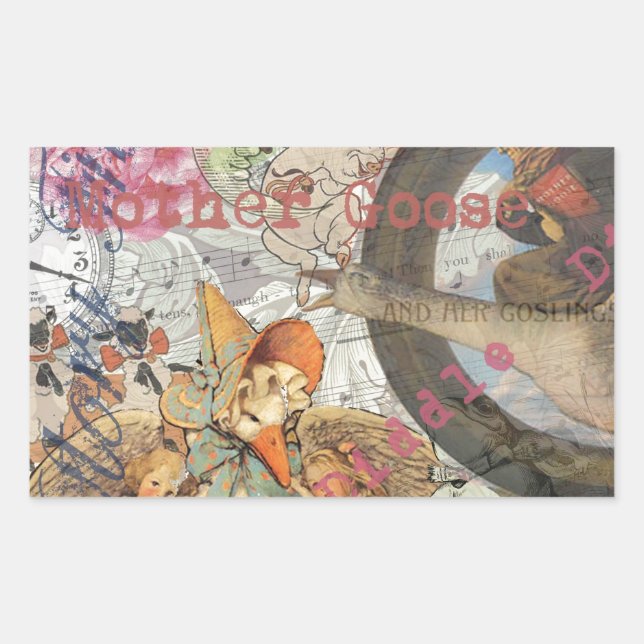 Sticker Rectangulaire Mère Goose Nursery Rhyme Fairy Tale (Devant)