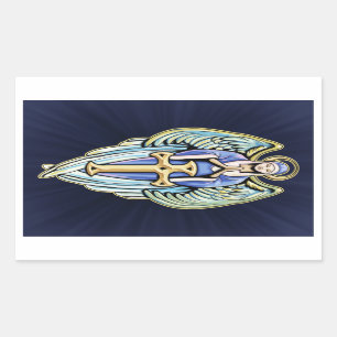 Sticker Rectangulaire Mère Mary Guardian Angel Cross Design