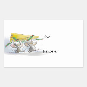 Sticker Rectangulaire Merry Mice Mic & Mac Holiday Tags/Stickers cadeaux