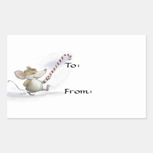Sticker Rectangulaire Merry Mouse Moe Cadeaux Tags/Stickers