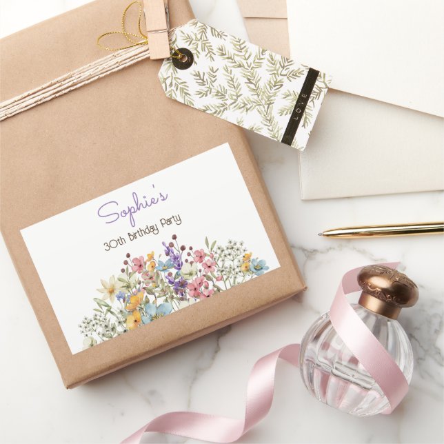 Sticker Rectangulaire Mers fleurs colorées adulte Anniversaire (Cadeaux)