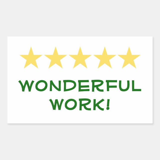 Sticker Rectangulaire Merveilleux travail - Série d'autocollants de l'en (Devant)