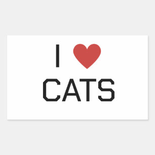 Sticker Rectangulaire Message I Heart Cats