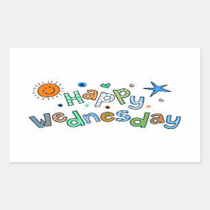 Sticker Rectangulaire Mete Happy Mercredi Semaine Greeting Expression de