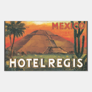 Sticker Rectangulaire Mexico Ds Hotel Regis, Vintage