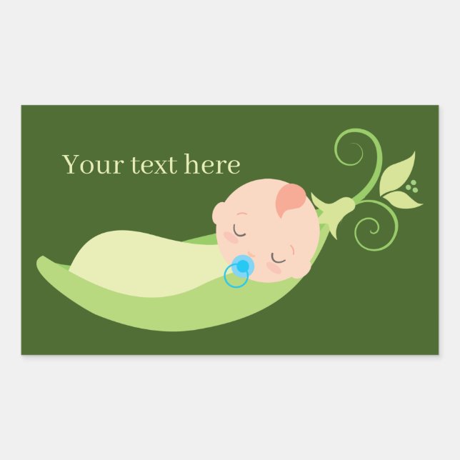 Sticker Rectangulaire mignon pod pod garçons ajouter du texte (Devant)