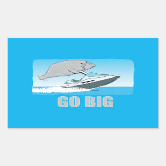 Sticker Rectangulaire Mignonne et drôle Manate sur un T-shirt Jet Ski