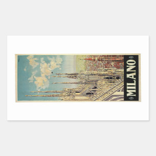 Sticker Rectangulaire Milano Milan Italie Classique Vintage voyage