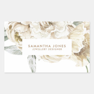 Sticker Rectangulaire Minimaliste Moderne Fleur de Pivoine Aquarelle Bla