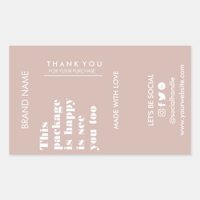 Sticker Rectangulaire Minimaliste moderne rose pâle (Devant)