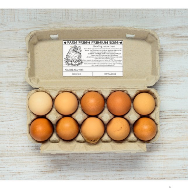 Sticker Rectangulaire Mode d'emploi de la ferme pour la manipulation des (farm fresh egg handling instruction card sticker )
