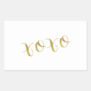 Sticker Rectangulaire Modèle Arrière - plan XOXO Quote Faux Gold Parties