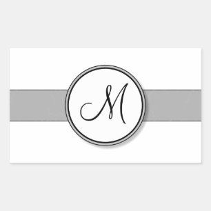 Sticker Rectangulaire Modèle de sceau de monogramme à fente personnalisa