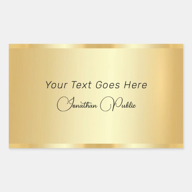 Sticker Rectangulaire Modèle de script manuscrit Elégant Faux Gold (Devant)