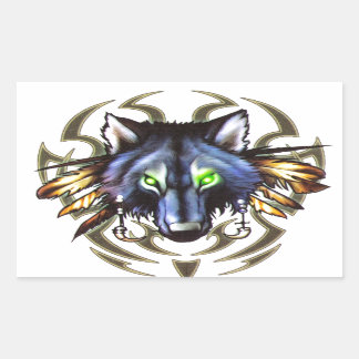 Sticker Rectangulaire Modèle de tatouage de loup tribal
