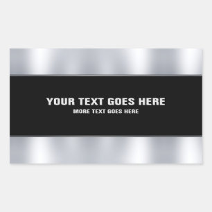 Sticker Rectangulaire Modèle de texte Ajoutez votre nom Noir et Argent