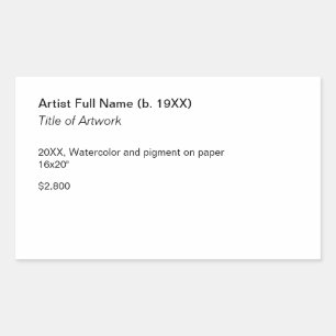 Sticker Rectangulaire Modèle d'étiquette d'exposition d'œuvre d'art adhé