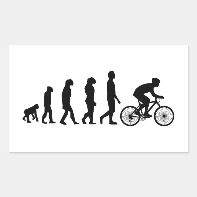 Sticker Rectangulaire Modèle d'évolution humaine du cyclisme moderne (Devant)