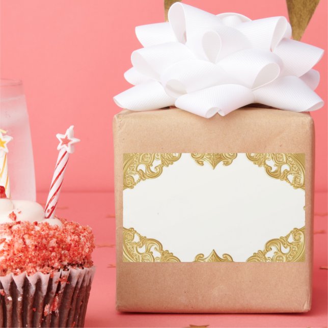 Sticker rectangulaire Modèle Faux Foil Gold (Fête)