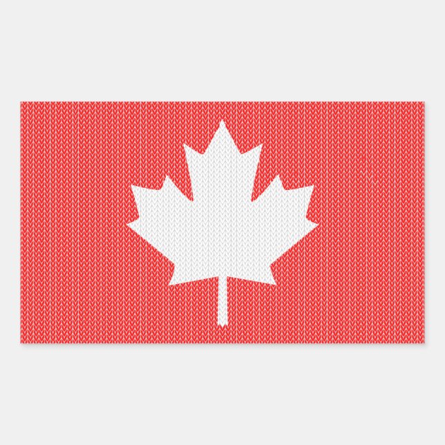 Sticker Rectangulaire Modèle Knit Maple Leaf Tricot Motif (Devant)